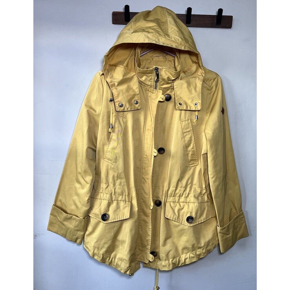 Esprit Yellow Anorak Hooded Polka Dot Raincoat Jacket Women's Large